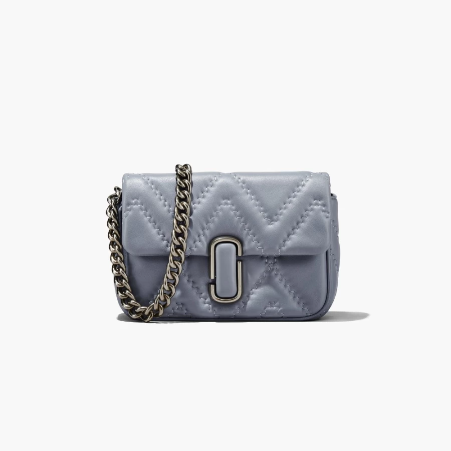 Marc Jacobs Quilted Leather Shoulder Bag in Wolf Grey - The J Marc Crossbody Bag