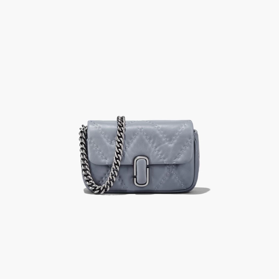 Marc Jacobs Quilted Leather Mini Shoulder Bag in Wolf Grey | The J Marc Crossbody