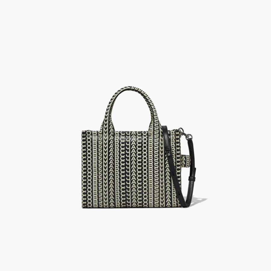 Marc Jacobs Monogram Leather Mini Tote Bag in Black & White