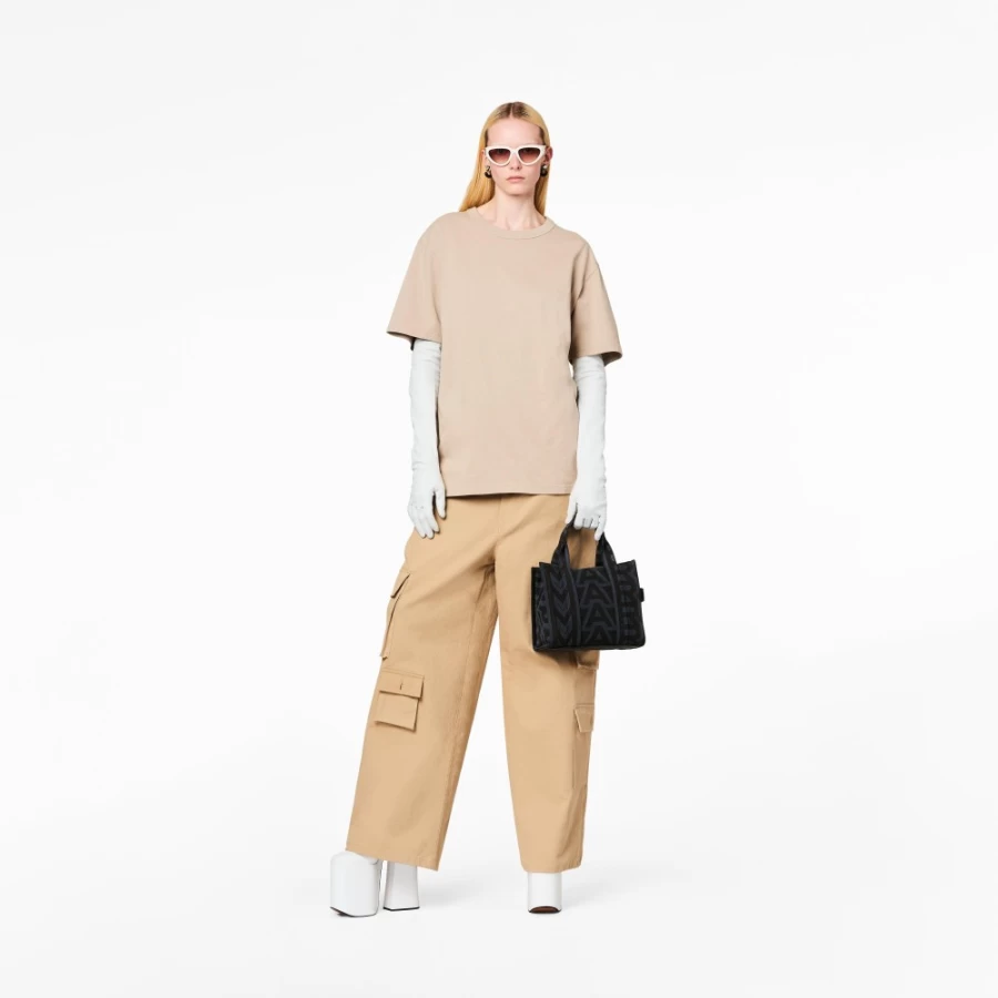 Marc Jacobs Medium Monogram Tote Bag in Eggshell & Optic White - Outline Design