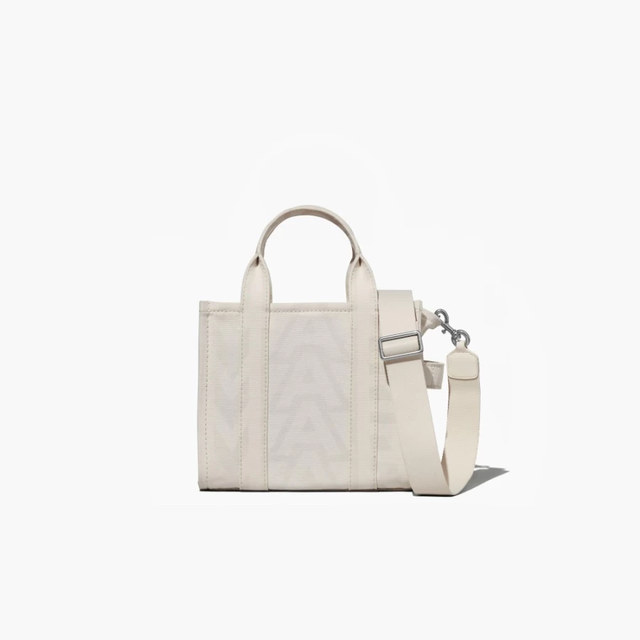 Marc Jacobs Mini Tote Bag in Eggshell & Optic White - Monogram Outline Design