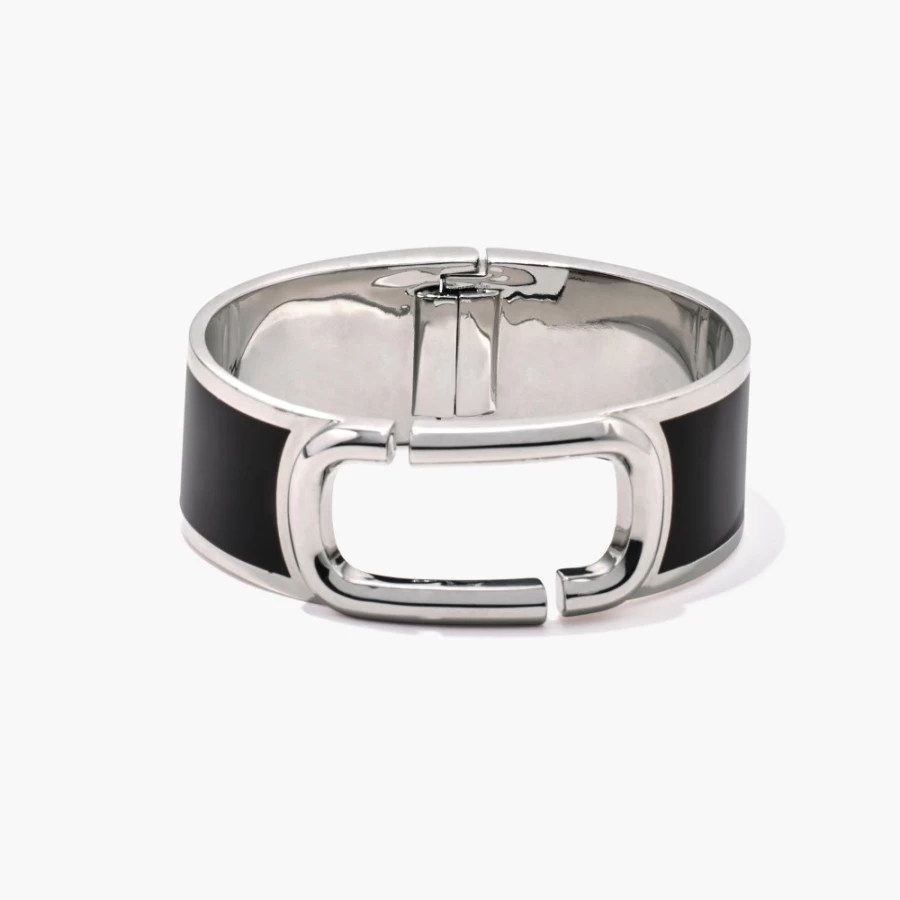 Marc Jacobs Large Hinge Bangle Bracelet in Black & Silver - J Marc Collection