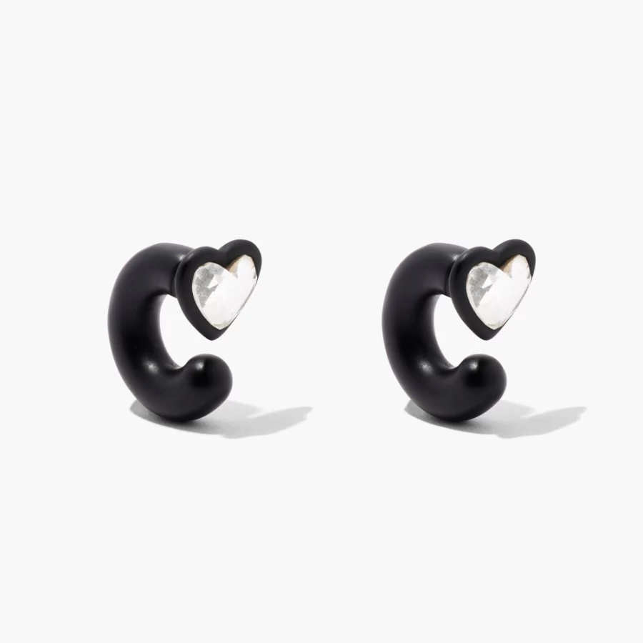 Marc Jacobs Black Multi Charmed Heart Hoops DTM Earrings