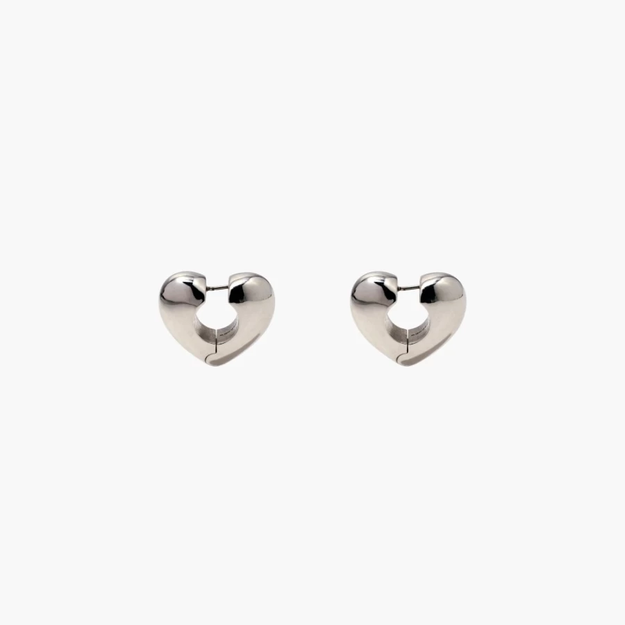 Marc Jacobs Silver Charmed Bubble Heart Hoops Earrings