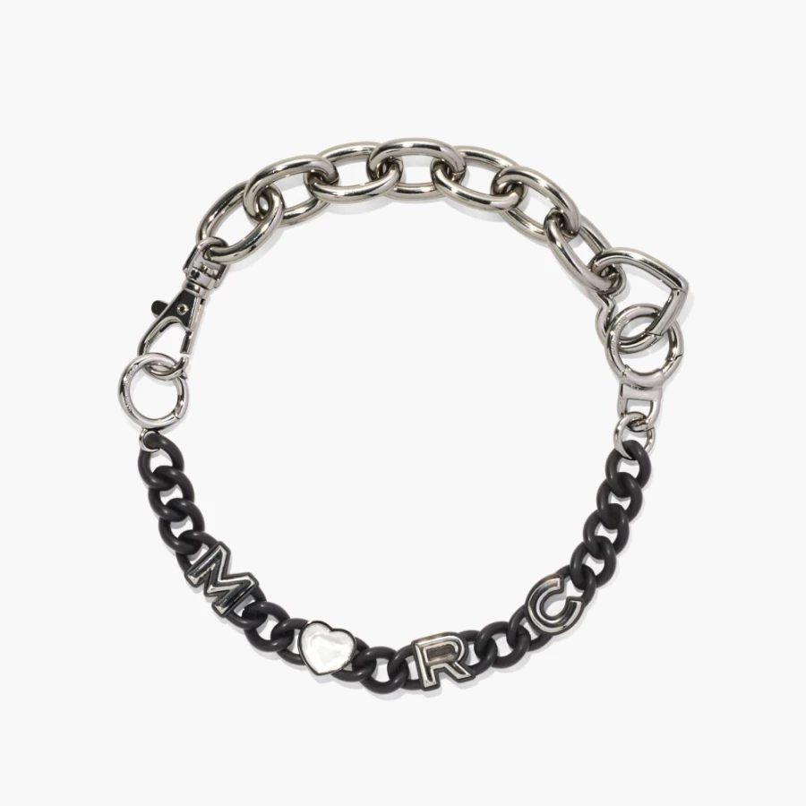 Marc Jacobs Black & Silver Charmed Heart Pendant Chain Necklace – DTM Collection