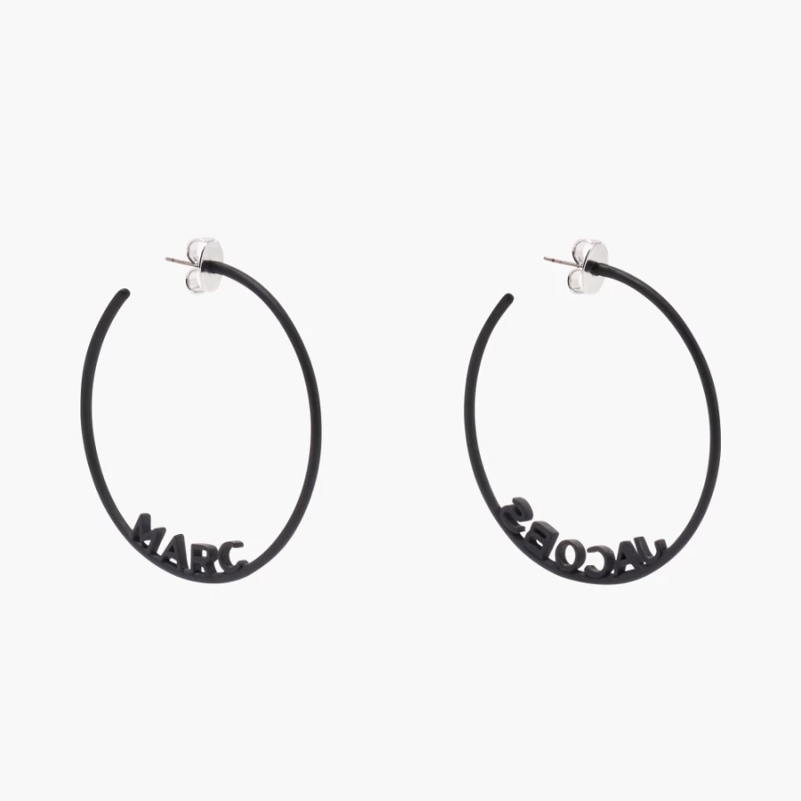 Marc Jacobs Black Monogram Hoops DTM Earrings