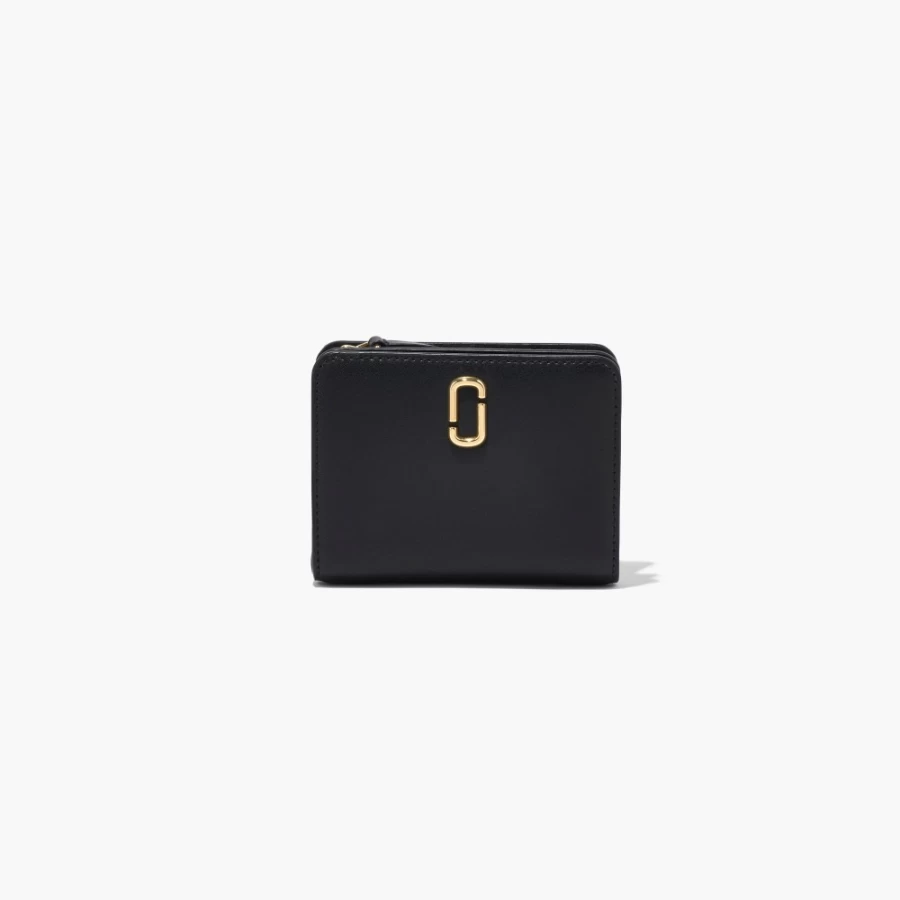 Marc Jacobs Mini Compact Wallet in Black - The J Marc Small Leather Billfold for Women