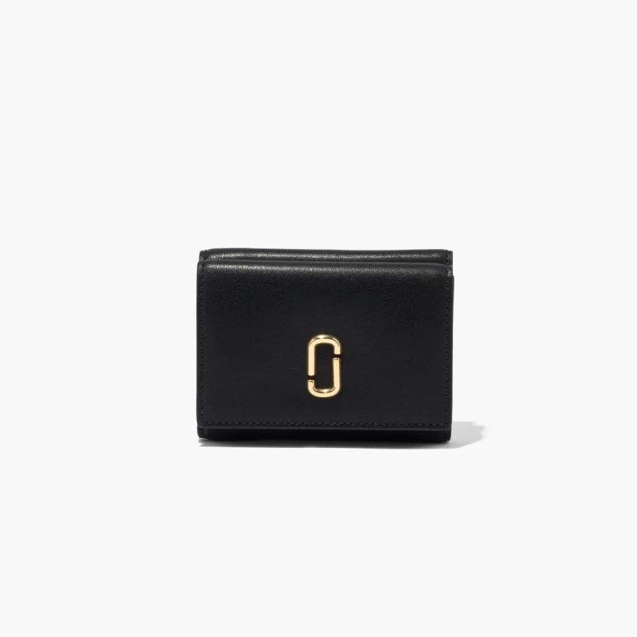 Marc Jacobs Black J Marc Trifold Wallet for Men - Genuine Leather Slim Bifold Card Holder