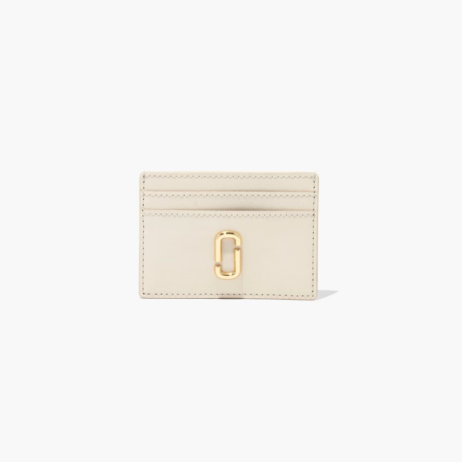 Marc Jacobs The J Marc Card Holder in Cloud White | Slim RFID-Blocking Wallet