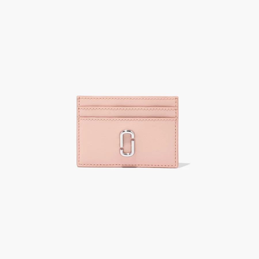 Marc Jacobs The J Marc Card Case in Rose - Slim RFID-Blocking Leather Wallet