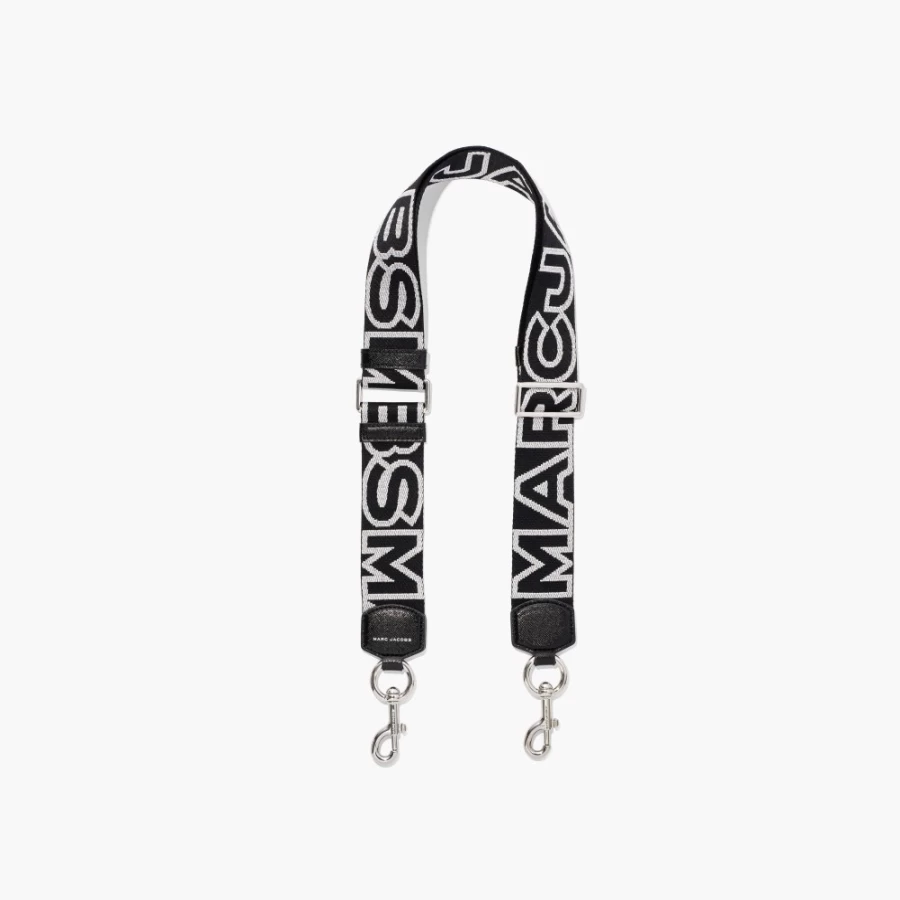 Marc Jacobs Black/Silver Outline Logo Webbing Strap