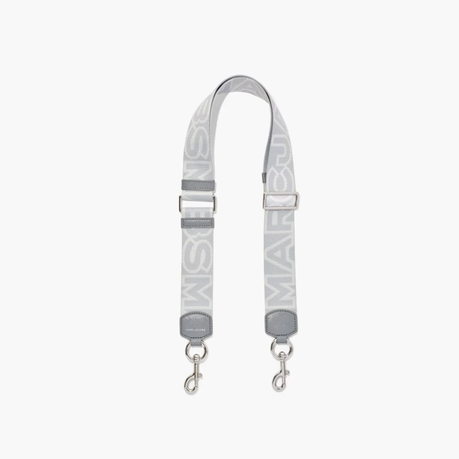 Marc Jacobs Wolf Grey Multi Outline Logo Webbing Strap