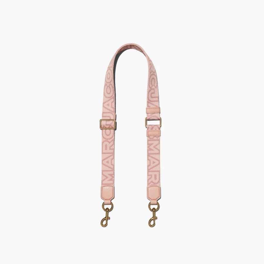 Marc Jacobs Thin Outline Logo Webbing Strap in Rose Multi Color