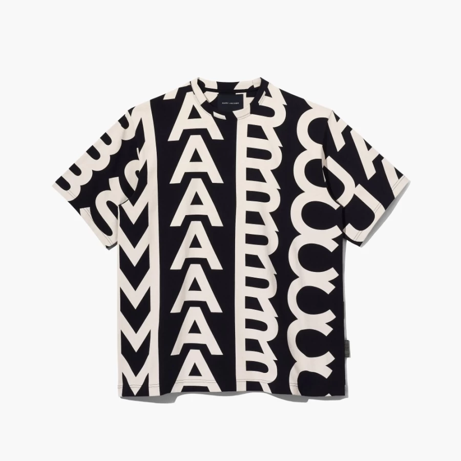 Marc Jacobs Monogram Big Tee - Black Ivory Oversized Logo T-Shirt