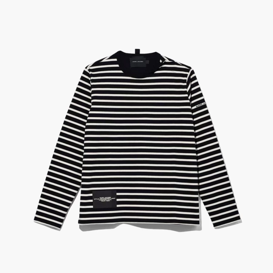 "Marc Jacobs Black Multi Striped T-Shirt for Men/Women | Stylish Cotton Tee"