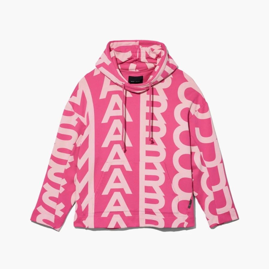 Marc Jacobs Light Pink Monogram Oversized Hoodie Sweatshirt