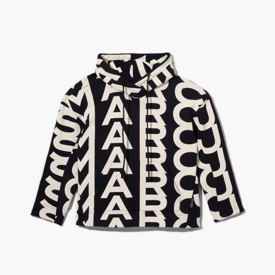 Marc Jacobs Monogram Oversized Hoodie in Black & Ivory - Luxury Streetwear Pullover
