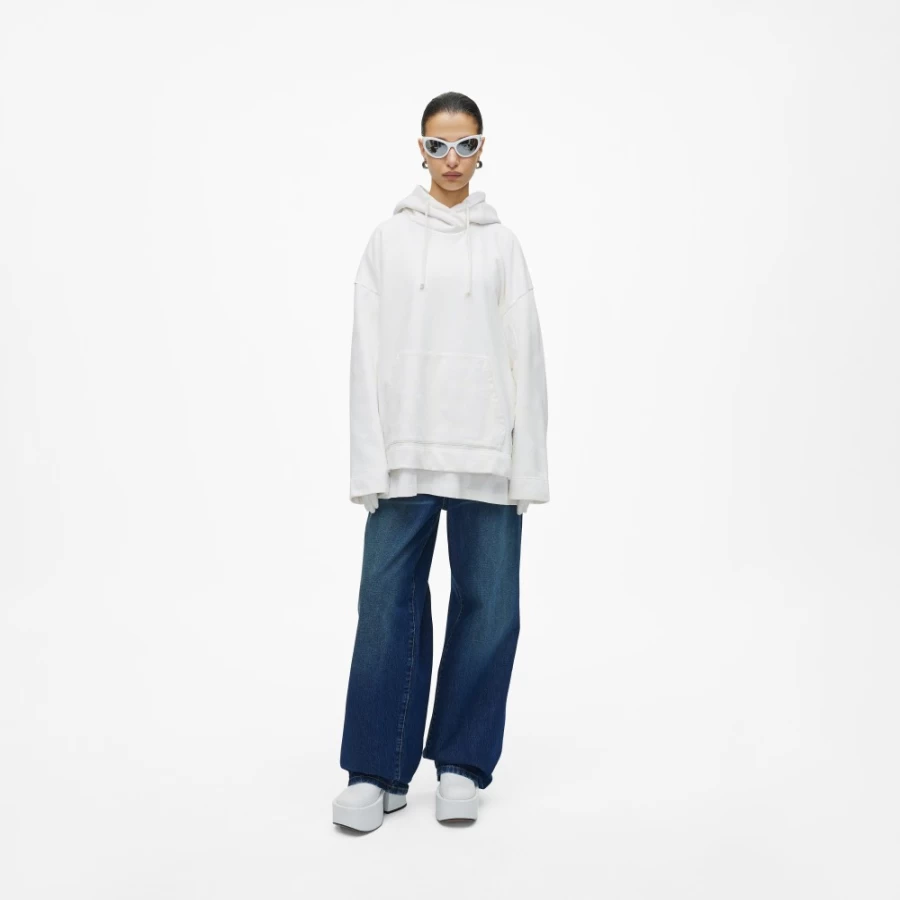 Marc Jacobs Monogram Oversized Hoodie in Eggshell & Optic White | Luxury Streetwear