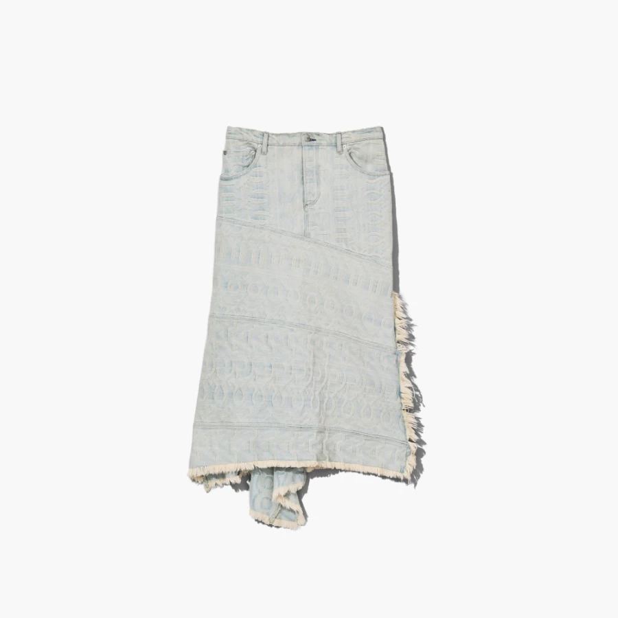 Marc Jacobs Ice Blue Monogram Denim Skirt | Vintage-Inspired Designer Jeans Skirt