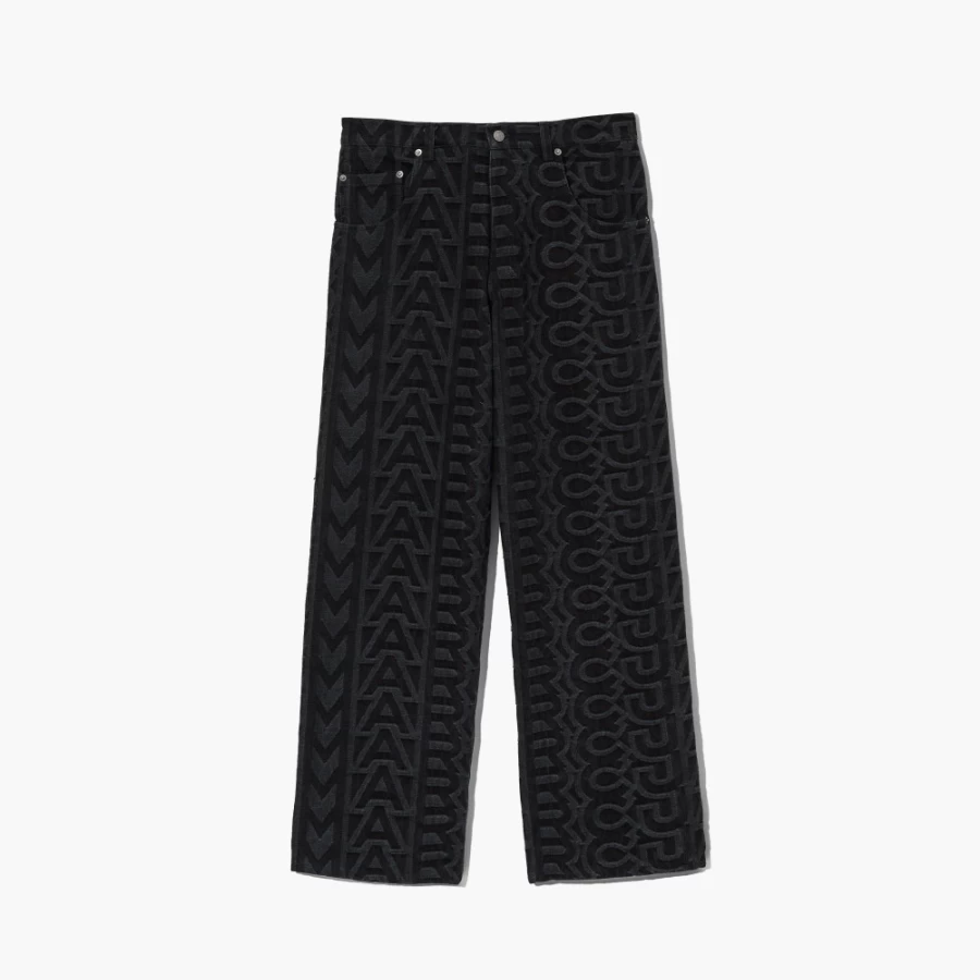 Marc Jacobs Black Monogram Denim Pants for Men/Women