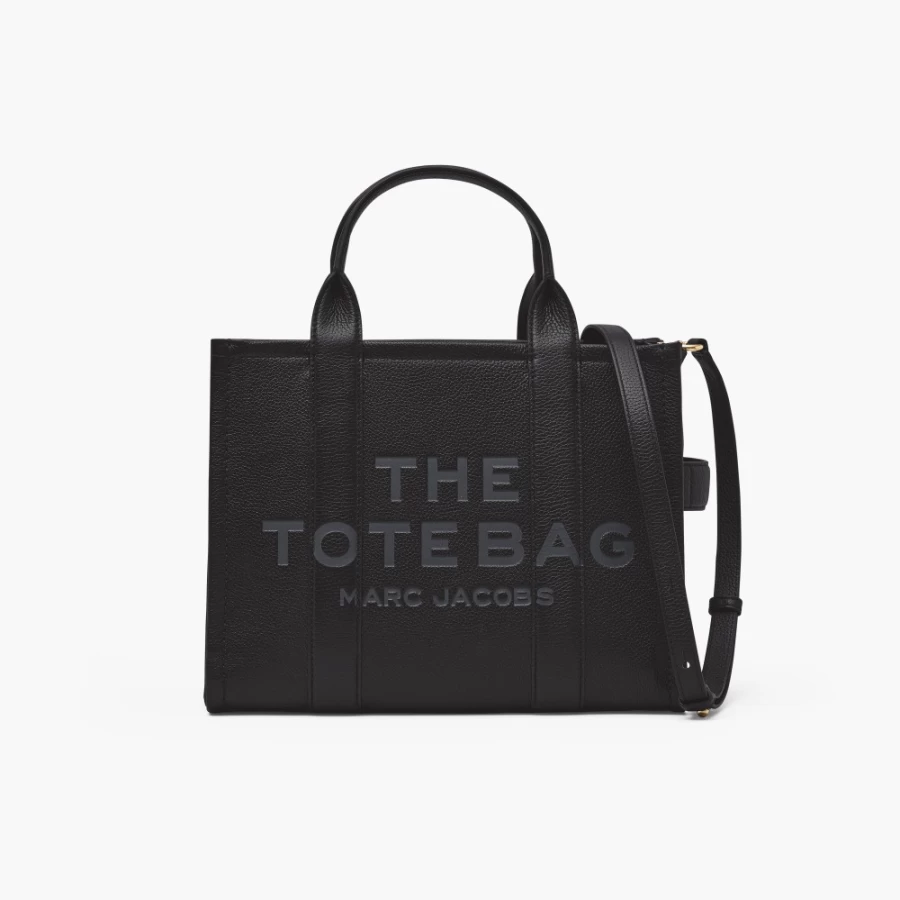 Marc Jacobs Black Leather Medium Tote Bag for Women | Premium Handbag