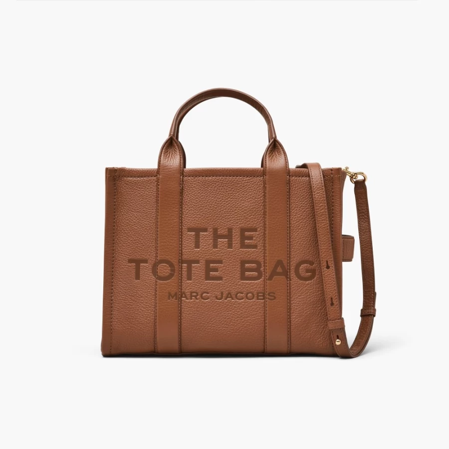 Marc Jacobs Medium Leather Tote Bag in Argan Oil Color - Premium Handbag for Women