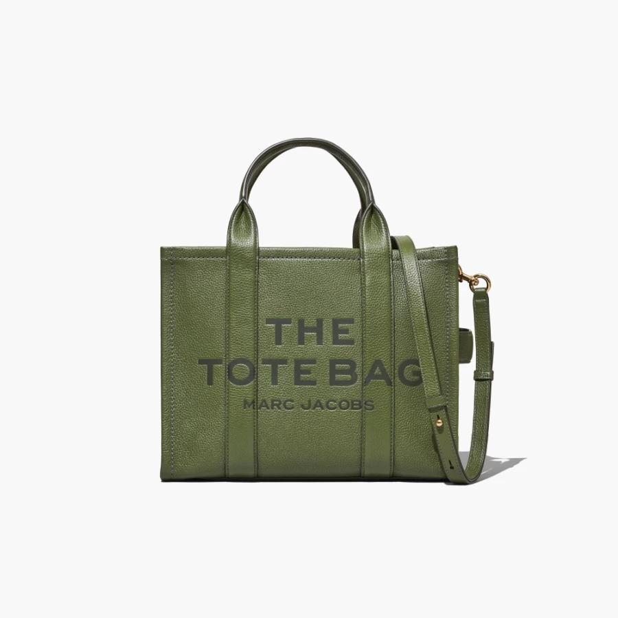 Marc Jacobs Medium Leather Tote Bag in Bronze Green - Stylish & Durable Handbag