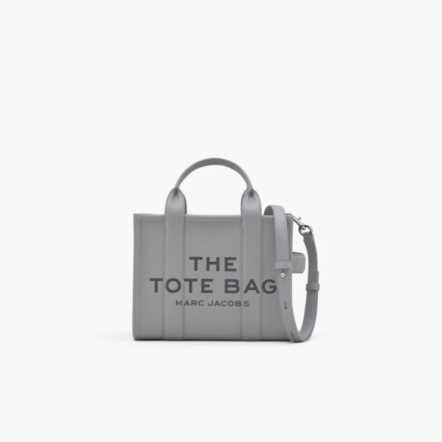 Marc Jacobs Wolf Grey Leather Mini Tote Bag for Women - Stylish & Compact Handbag