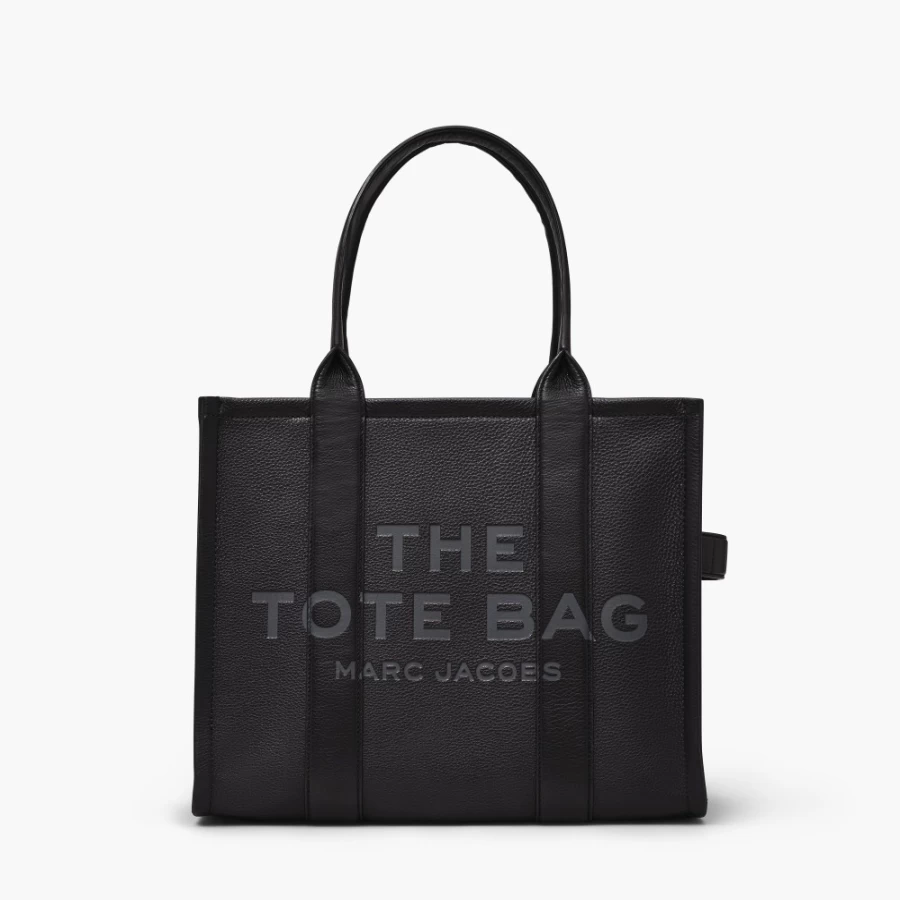 Marc Jacobs Black Leather Large Tote Bag for Women - Stylish & Spacious Designer Handbag