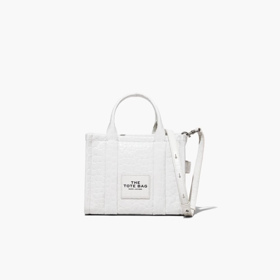 Marc Jacobs Ivory Croc-Embossed Mini Tote Bag