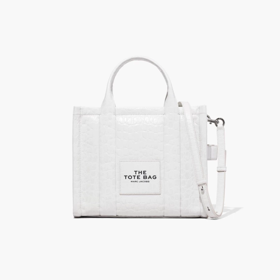 Marc Jacobs Ivory Croc-Embossed Medium Tote Bag