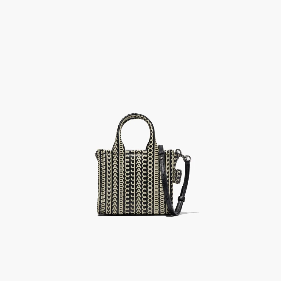 Marc Jacobs Monogram Leather Micro Tote Bag in Black & White