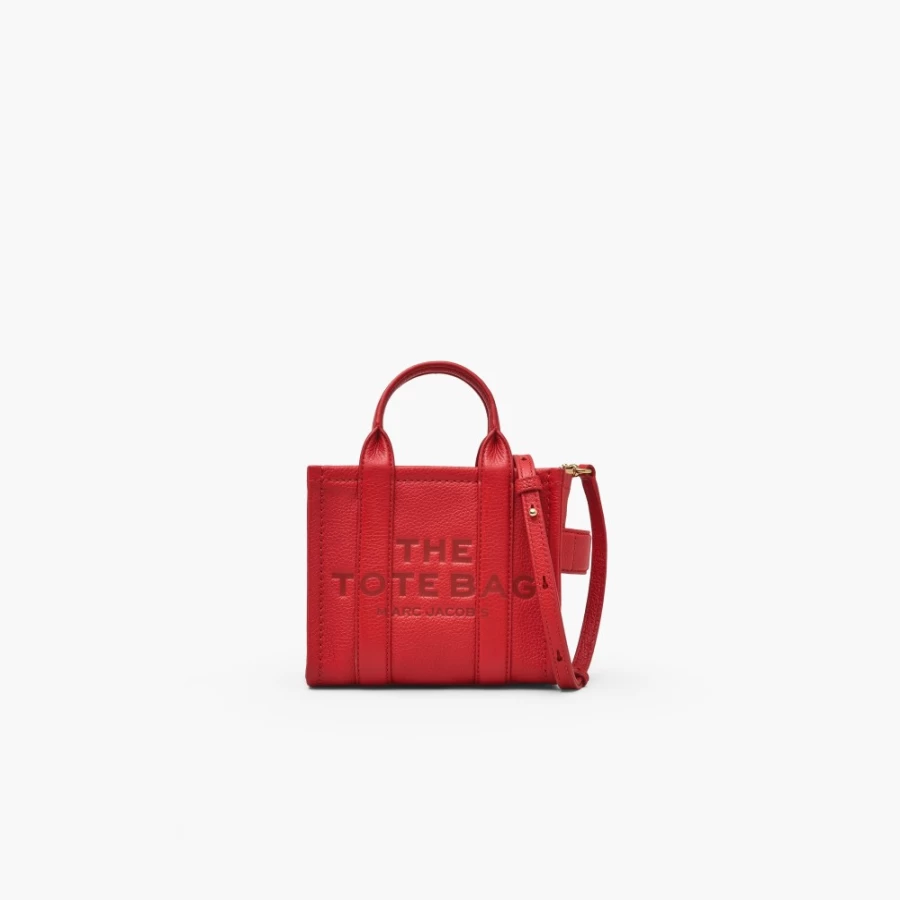 Marc Jacobs True Red Leather Micro Tote Bag - Stylish & Compact Handbag