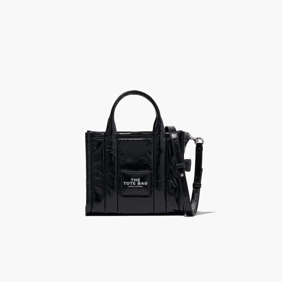 Marc Jacobs Black Shiny Crinkle Mini Tote Bag