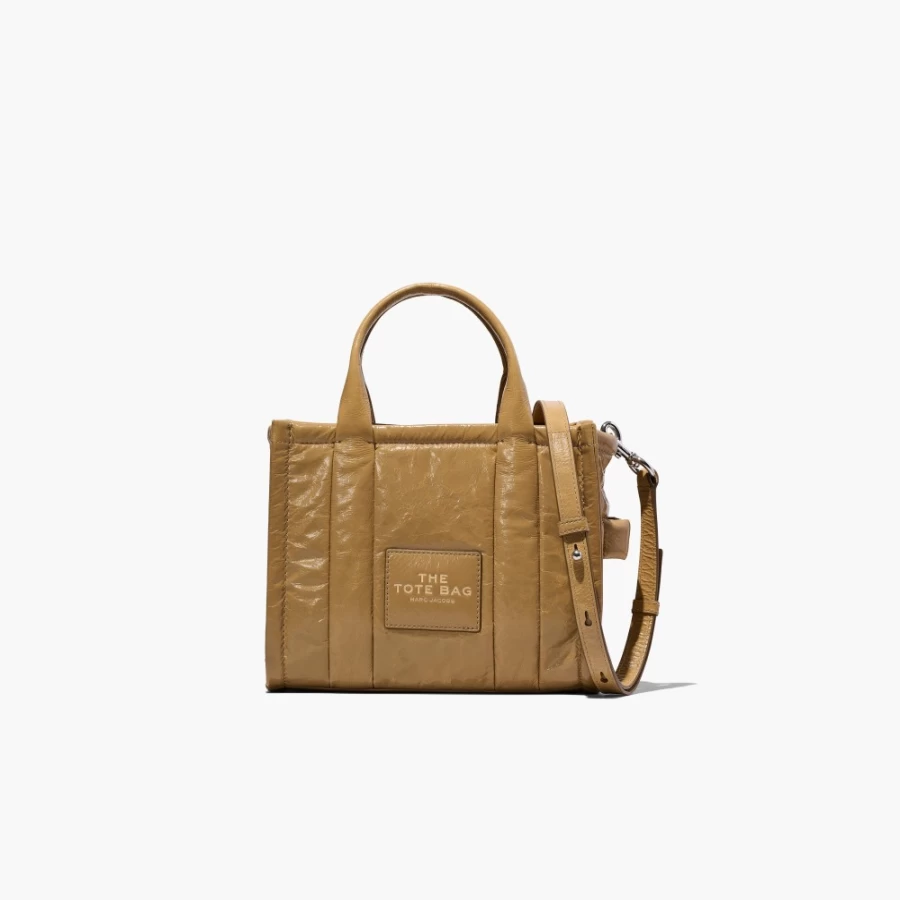 Marc Jacobs Light Brown Shiny Crinkle Leather Mini Tote Bag