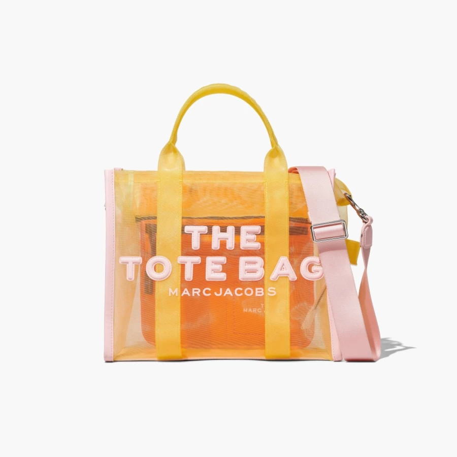 Marc Jacobs Yellow Multi Colorblock Mesh Medium Tote Bag