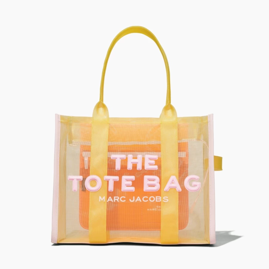 Marc Jacobs Yellow Multi Colorblock Mesh Tote Bag for Women