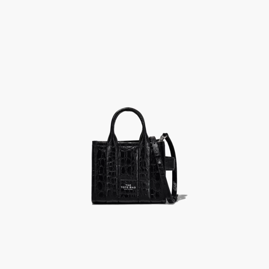 Marc Jacobs Black Crocodile-Embossed Leather Micro Tote Bag
