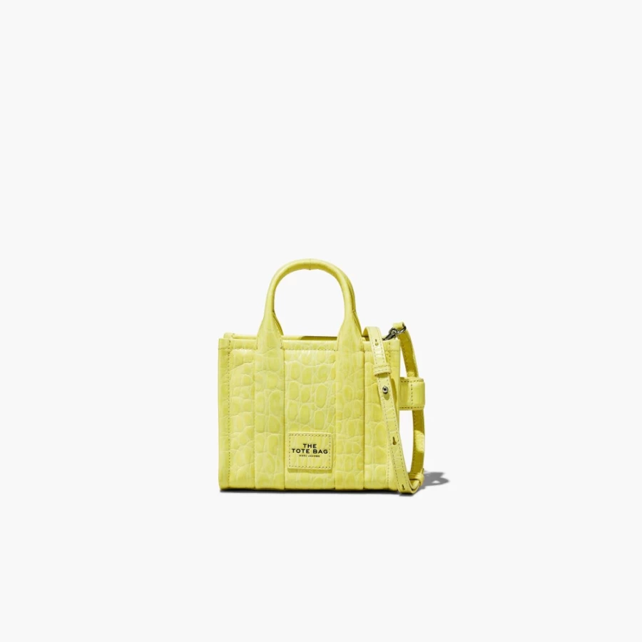 Marc Jacobs Tender Yellow Croc-Embossed Micro Tote Bag