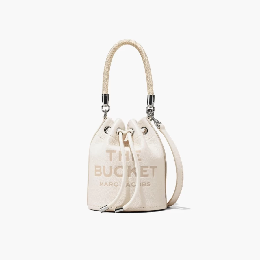 Marc Jacobs Cotton & Silver Leather Bucket Bag for Women – Stylish Handbag