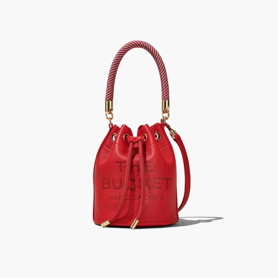 Marc Jacobs True Red Leather Bucket Bag for Women - Stylish Handbag