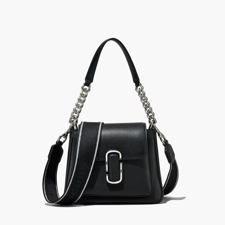Marc Jacobs The J Marc Chain Mini Satchel Bag in Black & Silver