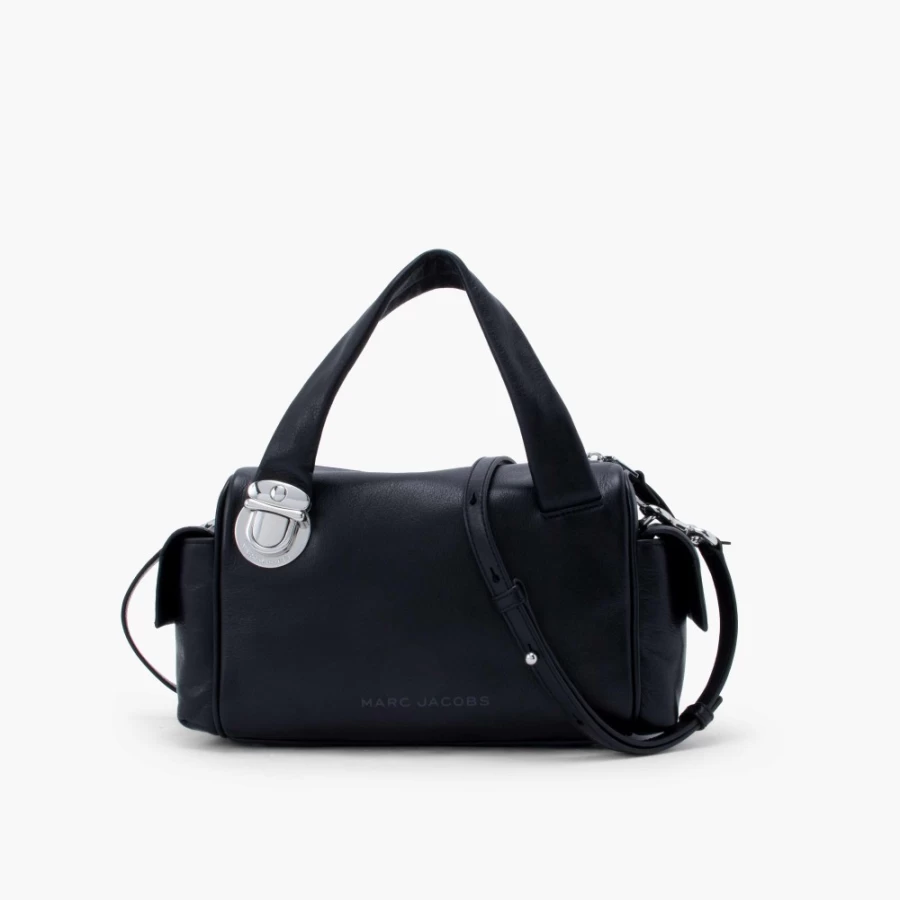 Marc Jacobs Black Pushlock Satchel Bag for Women - Stylish Leather Crossbody Handbag