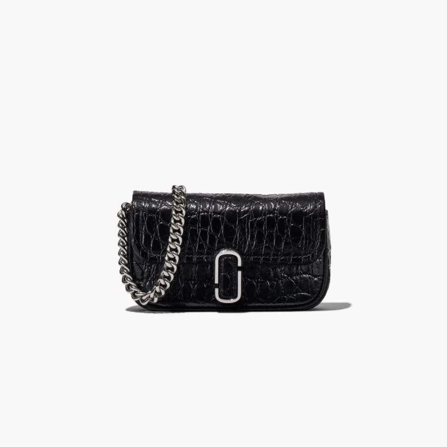 Marc Jacobs Black Croc-Embossed Mini Shoulder Bag - The J Marc Crossbody