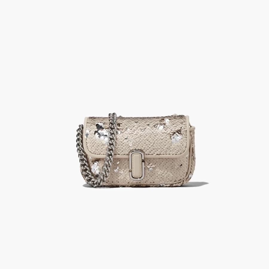 Marc Jacobs Sequin Mini Shoulder Bag in Cream & Silver | The J Marc Crossbody