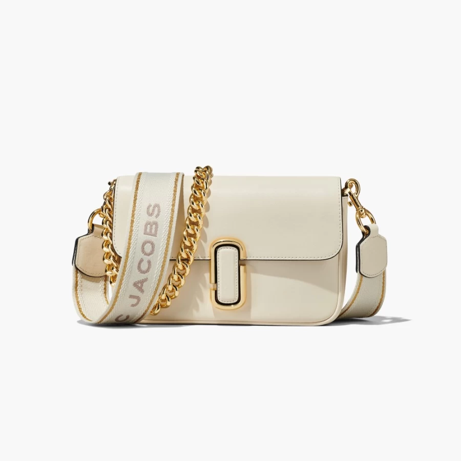 Marc Jacobs The J Marc Shoulder Bag in Cloud White | Premium Leather Crossbody Handbag