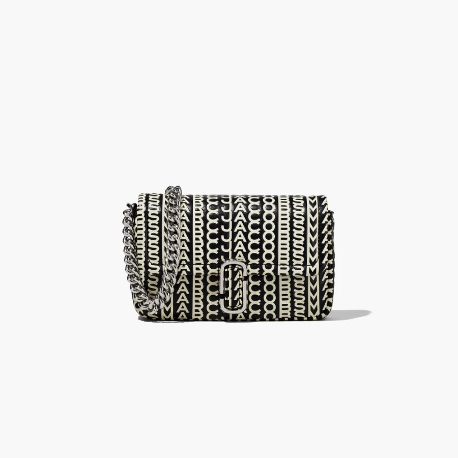 Marc Jacobs Monogram Leather J Marc Mini Shoulder Bag in Black & White