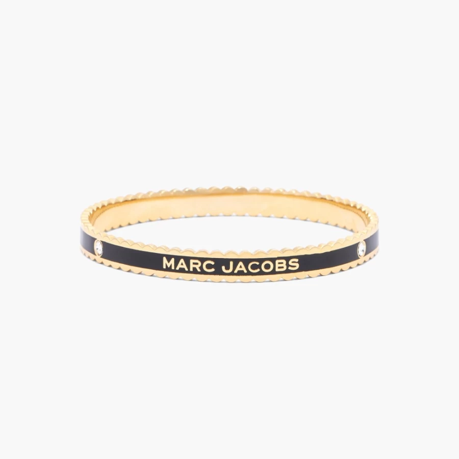 Marc Jacobs Black & Gold Medallion Scalloped Bangle Bracelet