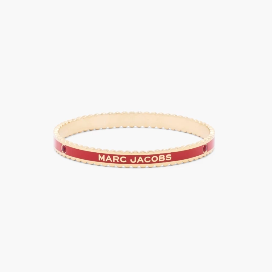 Marc Jacobs True Red & Gold Medallion Scalloped Bangle Bracelet