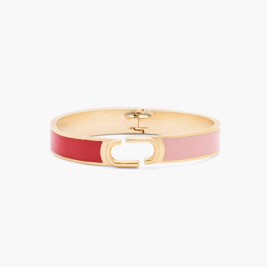 Marc Jacobs The J Marc Hinge Bangle Bracelet in True Red Multi & Gold